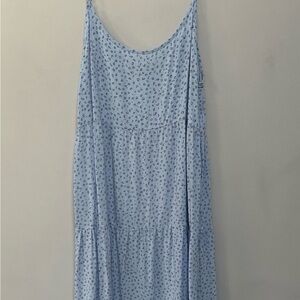 Light Blue Patterned Sleeveless Dress